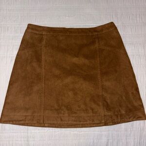 Abercrombie & Fitch Cognac Suede A-Line Mini Skirt